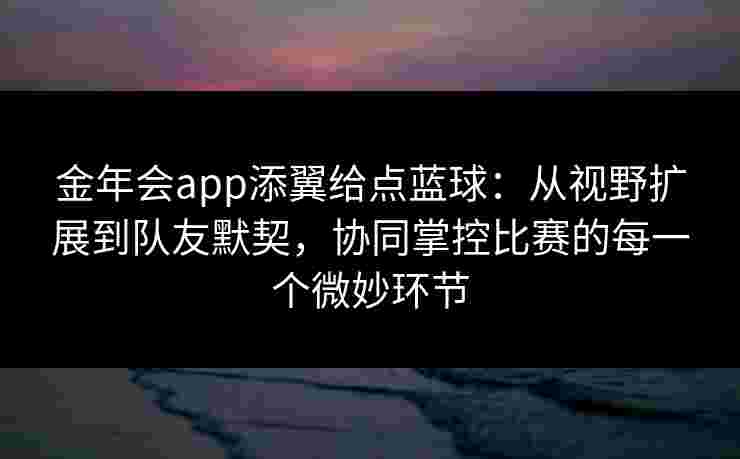 金年会app添翼给点蓝球：从视野扩展到队友默契，协同掌控比赛的每一个微妙环节